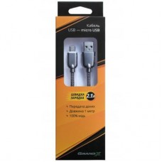 Дата кабель USB 2.0 AM to Micro 5P 1.0m 1.5A, Dark Silver Grand-X (MM02DS) - Фото