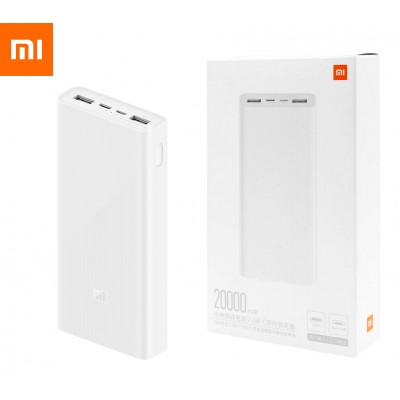 Оригінальний Xiaomi Mi Power Bank 3 20000 mAh PLM18ZM White (VXN4258CN) Швидка Зарядка QC3.0 18W