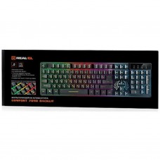 Клавіатура REAL-EL 7090 Comfort Backlit, black - Фото