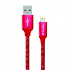 Дата кабель ColorWay Кабель Colorway USB - Apple Lightning 2.1А 1м червоний (CW-CBUL004-RD) - Фото