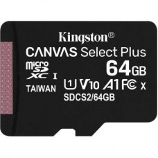 Картка пам'яті Kingston 64 GB micSDXC class 10 A1 Canvas Select Plus (SDCS2/64GB) - Фото