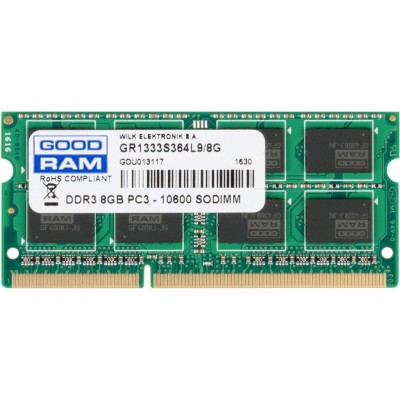 Модуль пам'яті для ноутбука SoDIMM DDR3 8 GB 1333 MHz GOODRAM (GR1333S364L9/8G)