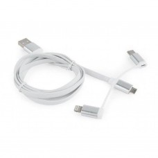 Дата кабель USB 2.0 AM to Lightning + Micro 5P + Type-C 1.0m Cablexpert (CC-USB2-AMLM32-1M-W)