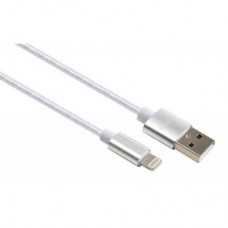 Дата кабель USB 2.0 AM to Lightning 1m nylon silver Vinga (VCPDCLNB1S) - Фото