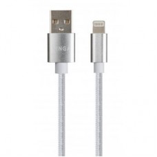 Дата кабель USB 2.0 AM to Lightning 1m nylon silver Vinga (VCPDCLNB1S) - Фото