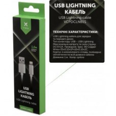 Дата кабель USB 2.0 AM to Lightning 1m nylon silver Vinga (VCPDCLNB1S) - Фото