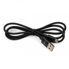 Дата кабель USB 2.0 AM to Micro 5P 1m nylon black Vinga (VCPDCMNB1BK) - Фото