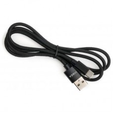 Дата кабель USB 2.0 AM to Type-C 1m nylon black Vinga (VCPDCTCNB1BK) - Фото