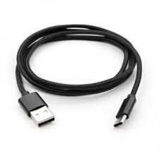 Дата кабель USB 2.0 AM to Type-C 1m nylon black Vinga (VCPDCTCNB1BK) - Фото