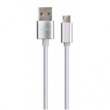Дата кабель USB 2.0 AM to Micro 5P 1m LED silver Vinga (VCPDCMLED1S) - Фото