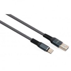 Дата кабель USB 2.0 AM to Type-C 1m flat nylon gray Vinga (VCPDCTCFNB1GR) - Фото
