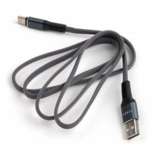 Дата кабель USB 2.0 AM to Type-C 1m flat nylon gray Vinga (VCPDCTCFNB1GR) - Фото