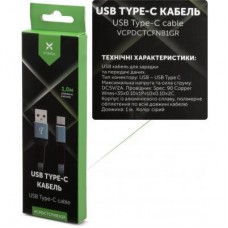 Дата кабель USB 2.0 AM to Type-C 1m flat nylon gray Vinga (VCPDCTCFNB1GR) - Фото