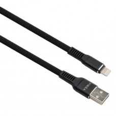 Дата кабель USB 2.0 AM to Lightning 1.0m flat nylon black Vinga (VCPDCLFNB1BK) - Фото