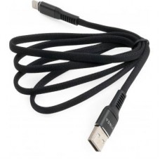 Дата кабель USB 2.0 AM to Lightning 1.0m flat nylon black Vinga (VCPDCLFNB1BK) - Фото