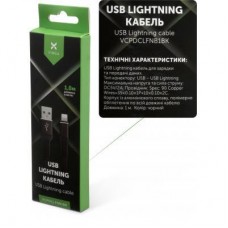 Дата кабель USB 2.0 AM to Lightning 1.0m flat nylon black Vinga (VCPDCLFNB1BK) - Фото