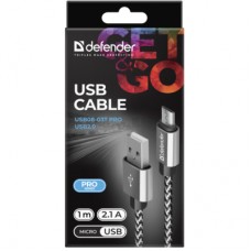 Дата кабель USB 2.0 AM to Micro 5P 1.0m USB08-03T PRO Defender (87815) - Фото