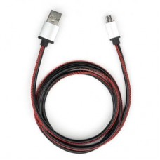Дата кабель USB 2.0 AM to Micro 5P 1m pu leather black Vinga (VCPDCMLS1BK) - Фото
