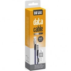 Дата кабель USB 2.0 AM to Lightning 1.0m zinc alloy blue ColorWay (CW-CBUL010-BL) - Фото