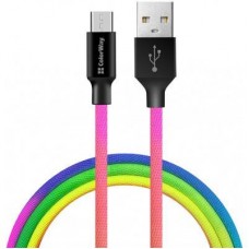 Дата кабель USB 2.0 AM to Micro 5P 1.0m multicolor ColorWay (CW-CBUM017-MC) - Фото