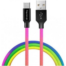 Дата кабель USB 2.0 AM to Type-C 1.0m multicolor ColorWay (CW-CBUC018-MC) - Фото