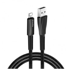 Дата кабель ColorWay USB 2.0 AM to Lightning 1.0m zinc alloy + led black (CW-CBUL035-BK) - Фото