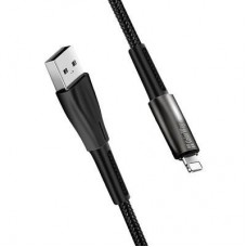 Дата кабель ColorWay USB 2.0 AM to Lightning 1.0m zinc alloy + led black (CW-CBUL035-BK) - Фото