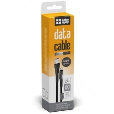 Дата кабель ColorWay USB 2.0 AM to Lightning 1.0m zinc alloy + led black (CW-CBUL035-BK) - Фото