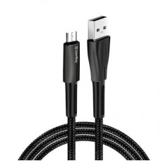 Дата кабель ColorWay USB 2.0 AM to Micro 5P 1.0m zinc alloy + led black (CW-CBUM035-BK) - Фото