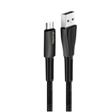Дата кабель ColorWay USB 2.0 AM to Micro 5P 1.0m zinc alloy + led black (CW-CBUM035-BK) - Фото