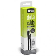 Дата кабель ColorWay USB 2.0 AM to Micro 5P 1.0m zinc alloy + led black (CW-CBUM035-BK) - Фото