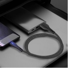 Дата кабель ColorWay USB 2.0 AM to Type-C 1.0m led black (CW-CBUC034-BK) - Фото