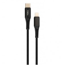 Дата кабель USB Type-C to Lightning 1.0m 3A nylon braided black back Vinga (VCPTCL3ANBK) - Фото