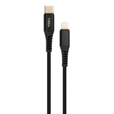 Дата кабель USB Type-C to Lightning 1.0m 3A nylon braided black back Vinga (VCPTCL3ANBK)