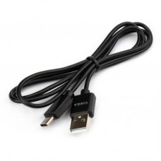 Дата кабель USB 2.0 AM to Type-C 1.0m 3A PVC black Vinga (VCPUSBTC3ABK) - Фото