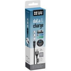 Дата кабель USB 2.0 AM to Lightning + Micro 5P + Type-C 1.0m Magnetic ColorWay (CW-CBUU038-BK) - Фото