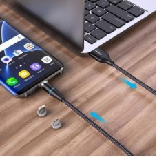 Дата кабель USB 2.0 AM to Lightning + Micro 5P + Type-C 1.0m Magnetic ColorWay (CW-CBUU038-BK) - Фото