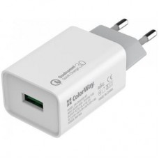 Зарядний пристрій ColorWay 1 USB Quick Charge 3.0 (18W) (CW-CHS013Q-WT) - Фото