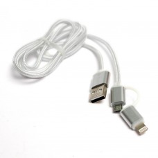 Дата кабель USB 2.0 AM to Lightning + Micro 5P 1.0m cotton PowerPlant (KD00AS1290) - Фото