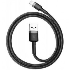 Дата кабель USB 2.0 AM to Lightning 0.5m Cafule 2.4A grey+black Baseus (CALKLF-AG1) - Фото