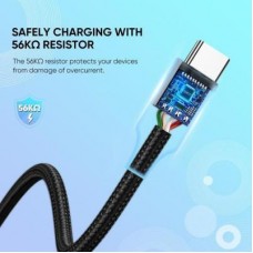 Дата кабель USB 2.0 AM to Type-C 2.0m US288 Aluminum Braid Black UGREEN (60128) - Фото