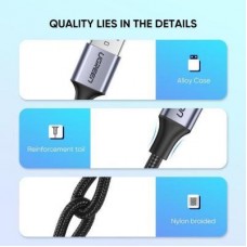 Дата кабель USB 2.0 AM to Type-C 2.0m US288 Aluminum Braid Black UGREEN (60128) - Фото