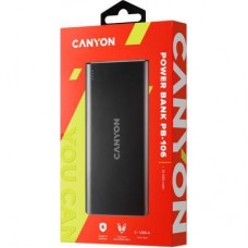 Батарея універсальна CANYON PB-106 10000 mAh Input 5V/2A, Output 5V/2.1A (Max) (CNE-CPB1006B) - Фото