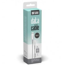 Дата кабель ColorWay USB 2.0 AM to Type-C 1.0m line-drawing white (CW-CBUC029-WH) - Фото