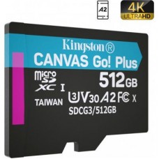 Картка пам'яті Kingston 512GB microSDXC class 10 UHS-I/U3 Canvas Go Plus (SDCG3/512GBSP) - Фото