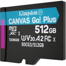 Картка пам'яті Kingston 512GB microSDXC class 10 UHS-I/U3 Canvas Go Plus (SDCG3/512GBSP) - Фото
