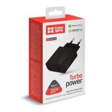 Зарядний пристрій ColorWay Power Delivery Port USB Type-C (20 W) V2 black (CW-CHS026PD-BK) - Фото