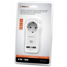 Зарядний пристрій REAL-EL 2*USB 15W (CS-30) - Фото
