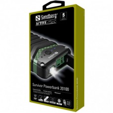 Батарея універсальна Sandberg Survivor 20100mAh IP67, LED Torch, 2xUSB-A/3A (total), Type-C (420-36) - Фото