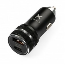 Зарядний пристрій Vinga QC3.0 + PD Quick Car Charger aluminium 36W Max black (VCCQPAC) - Фото